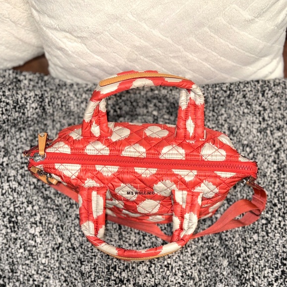 MZ Wallace Coral Polka Dot Medium Sutton Quilted Tote Bag Print w/STRAP RARE HTF - Picture 7 of 13